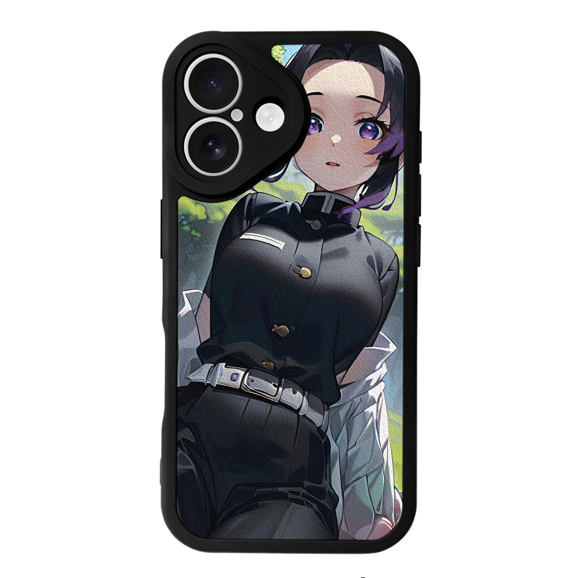 （画像用） 鬼滅の刃（きめつのやいば）蟲柱-胡蝶 しのぶ／こちょう しのぶ Kochou Shinobu 【iPhone 16シリーズ対応】シリコンスマホケース（レザー調） 材質：シリコン
